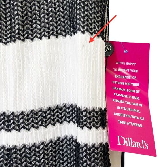 NWT Adrianna Papell Kang Kang Striped Trumpet Midi Dress Black & White Size 14 - Picture 10 of 15